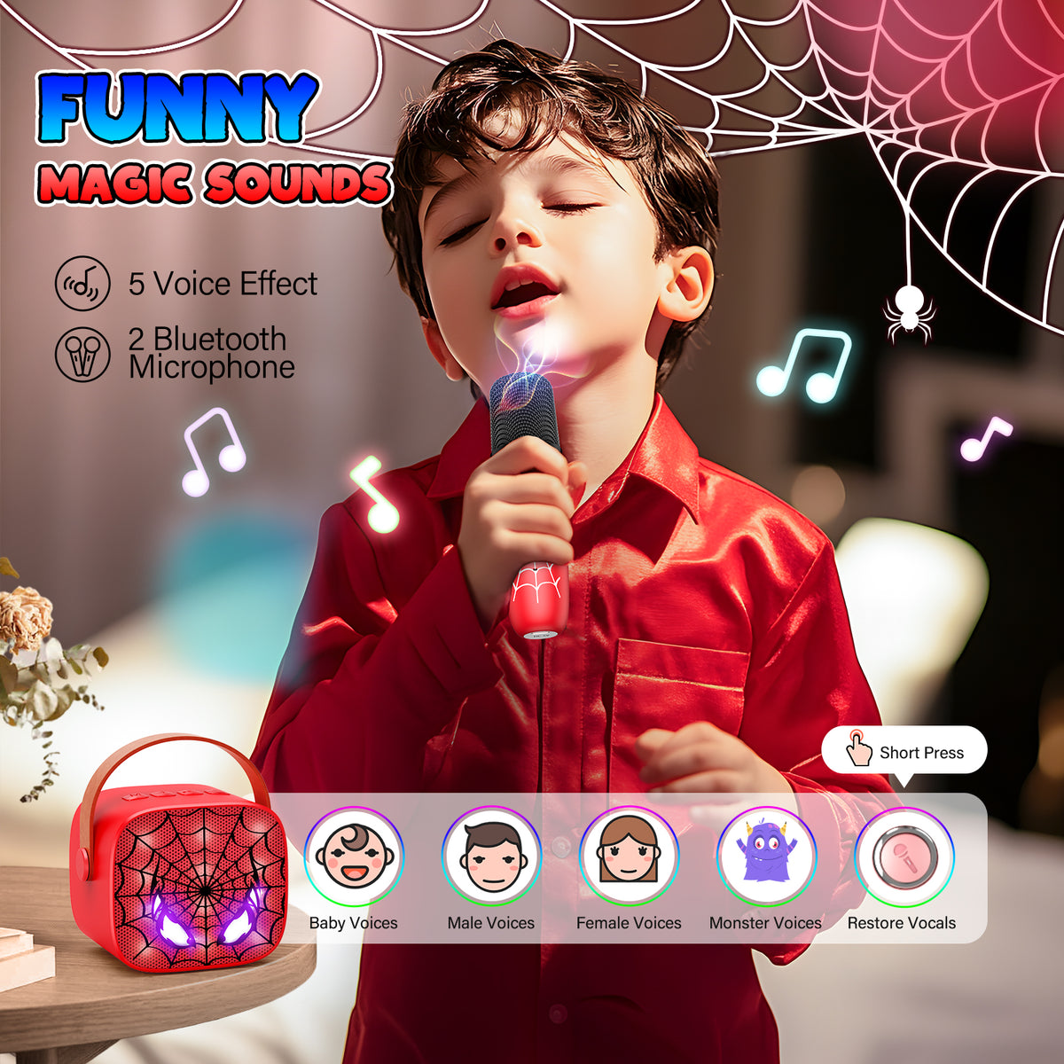 Mini Karaoke Machine for Kids, 2 Karaoke Microphones for Kids, Portable Bluetooth Speaker Birthday Gifts