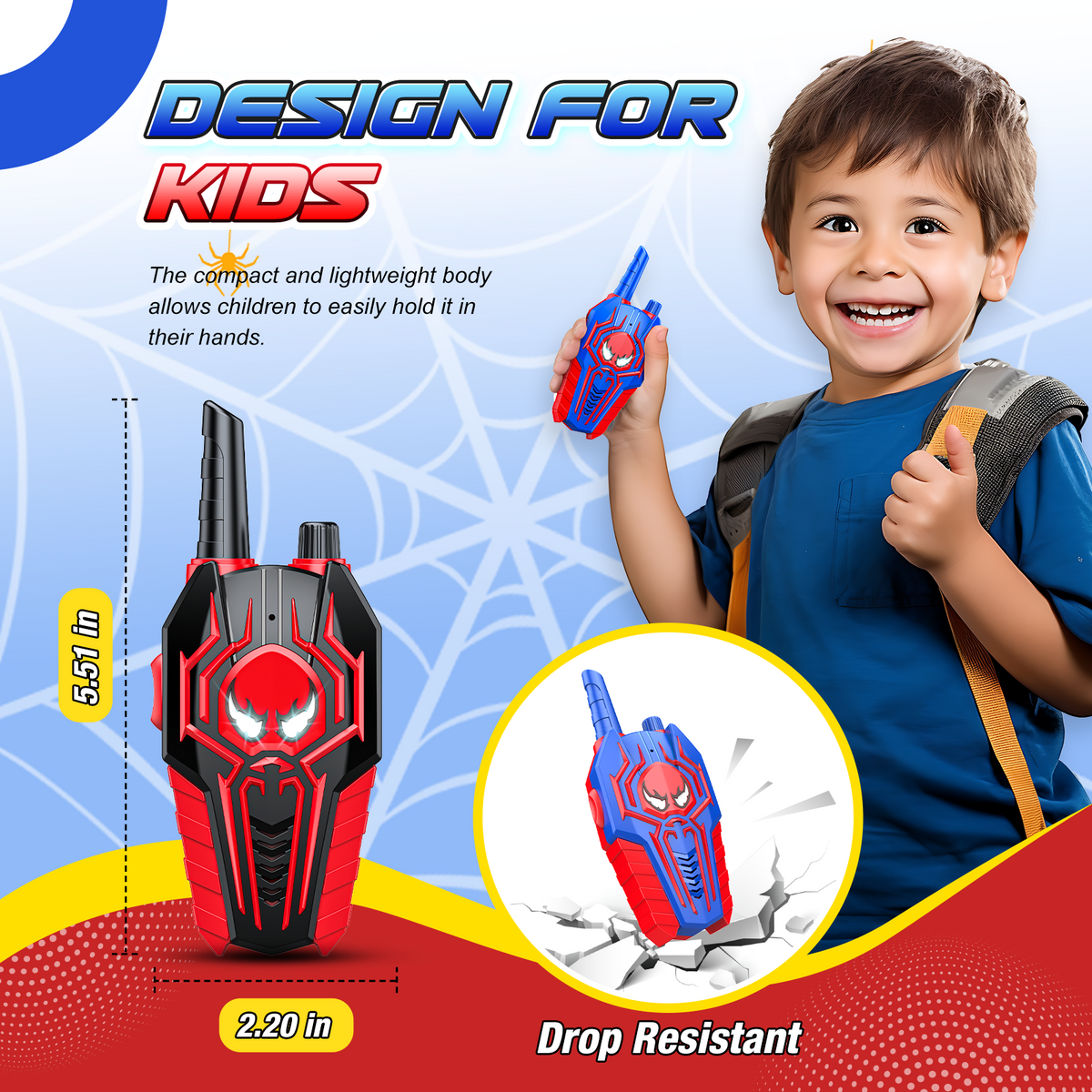 QUIESLE Walkie Talkies for Kids, 2 Way Radio, Outdoor Toys Kids Walkie Talkies for Boys 3-12 Year Old