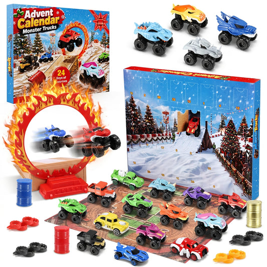 Advent Calendar 2026, 24 Days Countdown Calendar, Monster Car Set Stocking Stuffers for Kids Boys