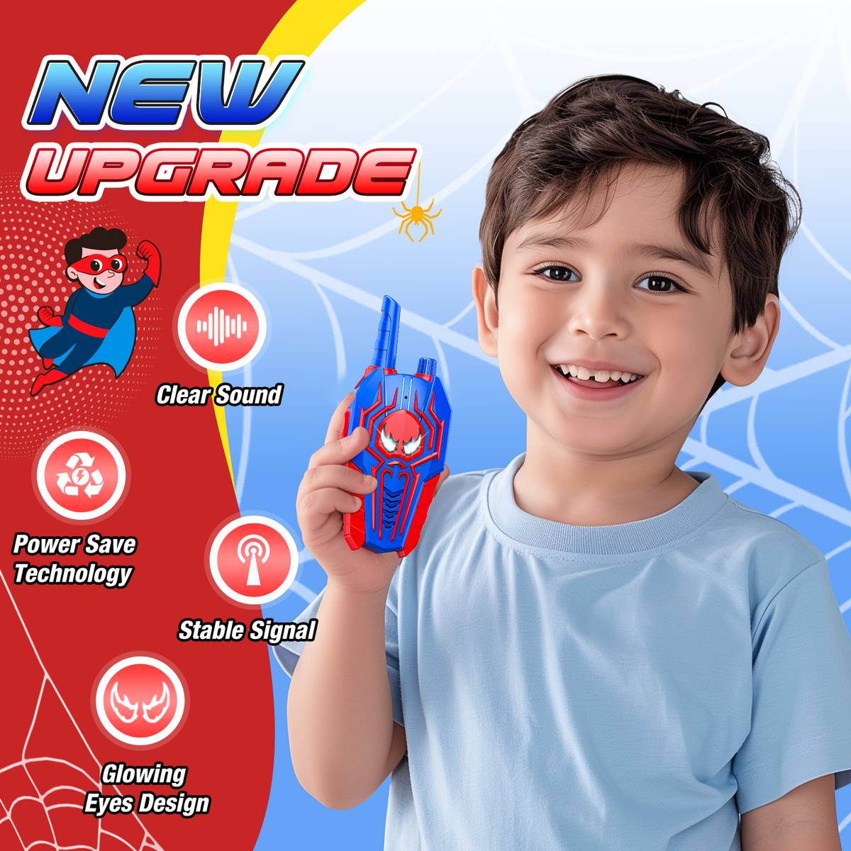 QUIESLE Walkie Talkies for Kids, 2 Way Radio, Outdoor Toys Kids Walkie Talkies for Boys 3-12 Year Old