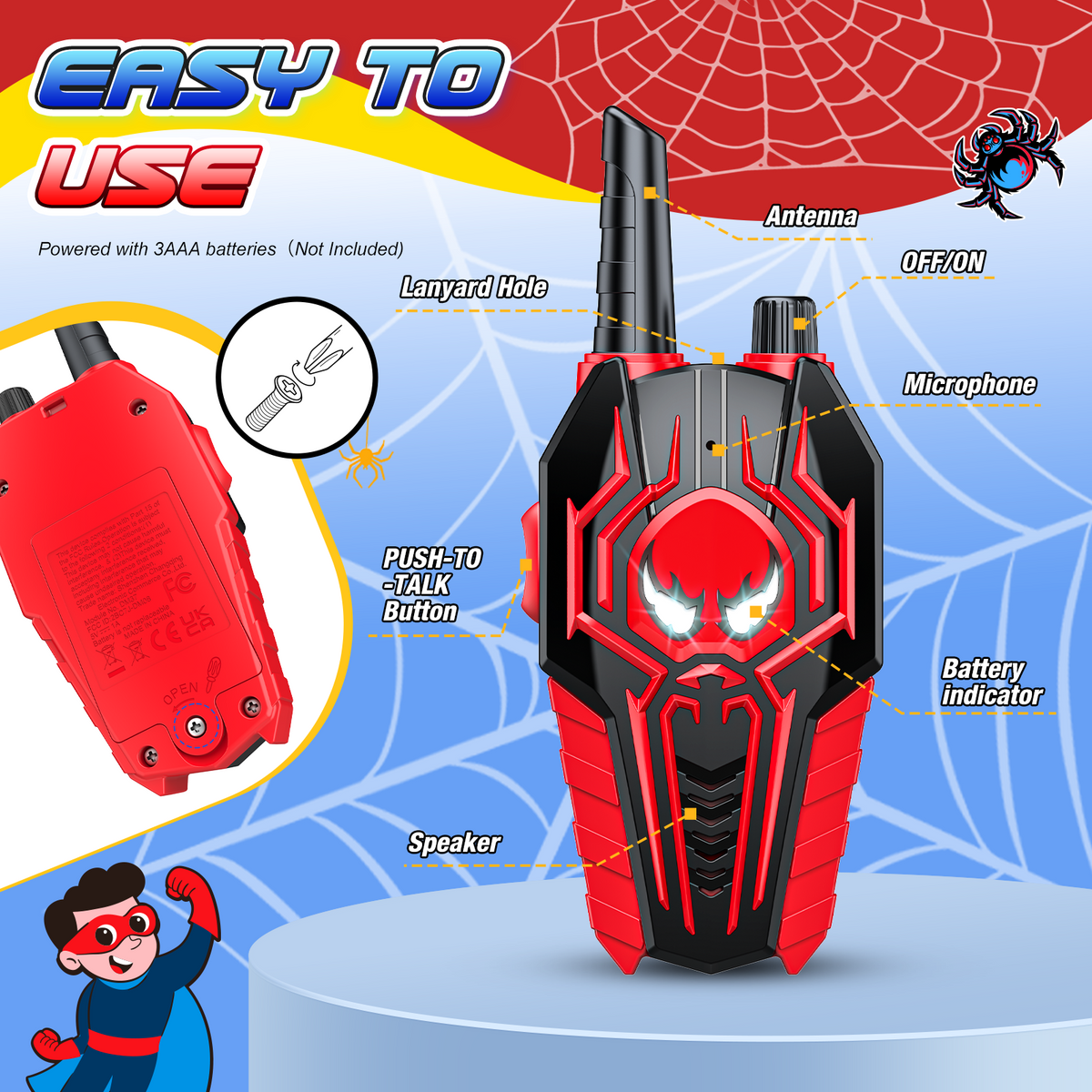 QUIESLE Walkie Talkies for Kids, 2 Way Radio, Outdoor Toys Kids Walkie Talkies for Boys 3-12 Year Old