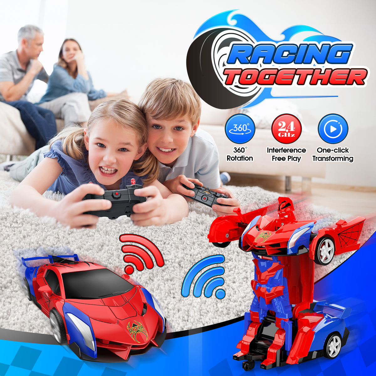 Remote Control Car, 3 4 5 6 7 8 Year Old Boys Gifts, Car Toys for 5-12 Year Old Boys, Transform RC Car for Boy