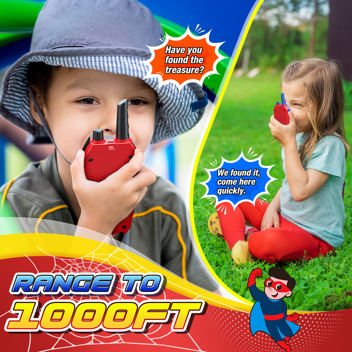 QUIESLE Walkie Talkies for Kids, 2 Way Radio, Outdoor Toys Kids Walkie Talkies for Boys 3-12 Year Old